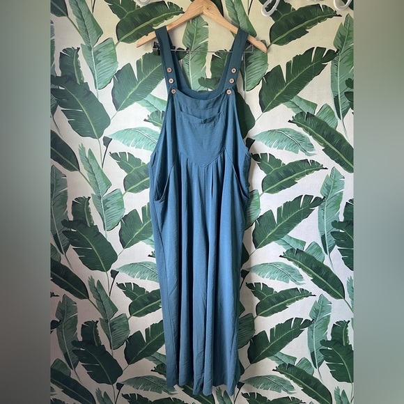 Boutique Womens Blue Teal Wide Leg Overall Jumpsuit Medium NWT - Picture 3 of 9
